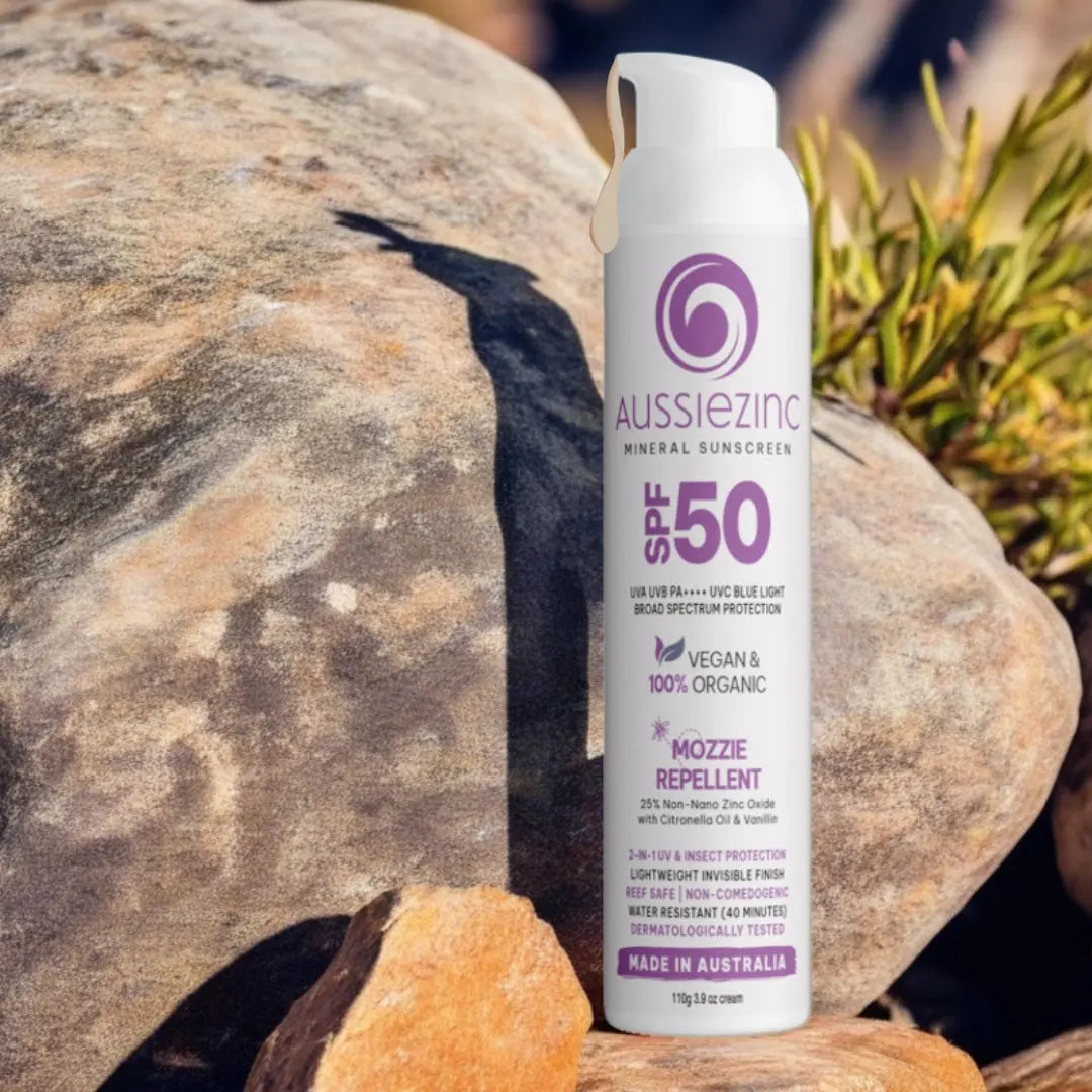 2-in-1 Mozzie Repellent SPF50+ Organic Mineral Zinc Sunscreen - AussieZinc Mineral Sunscreen