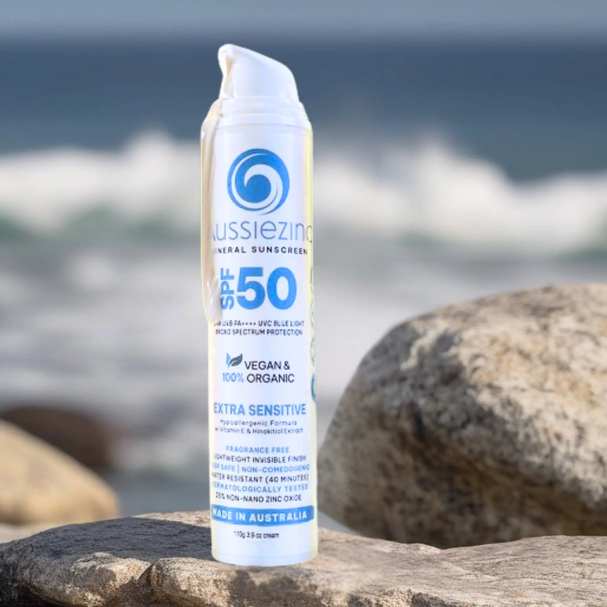 Extra Sensitive SPF50+ Organic Mineral Zinc Sunscreen - Fragrance Free - AussieZinc Mineral Sunscreen