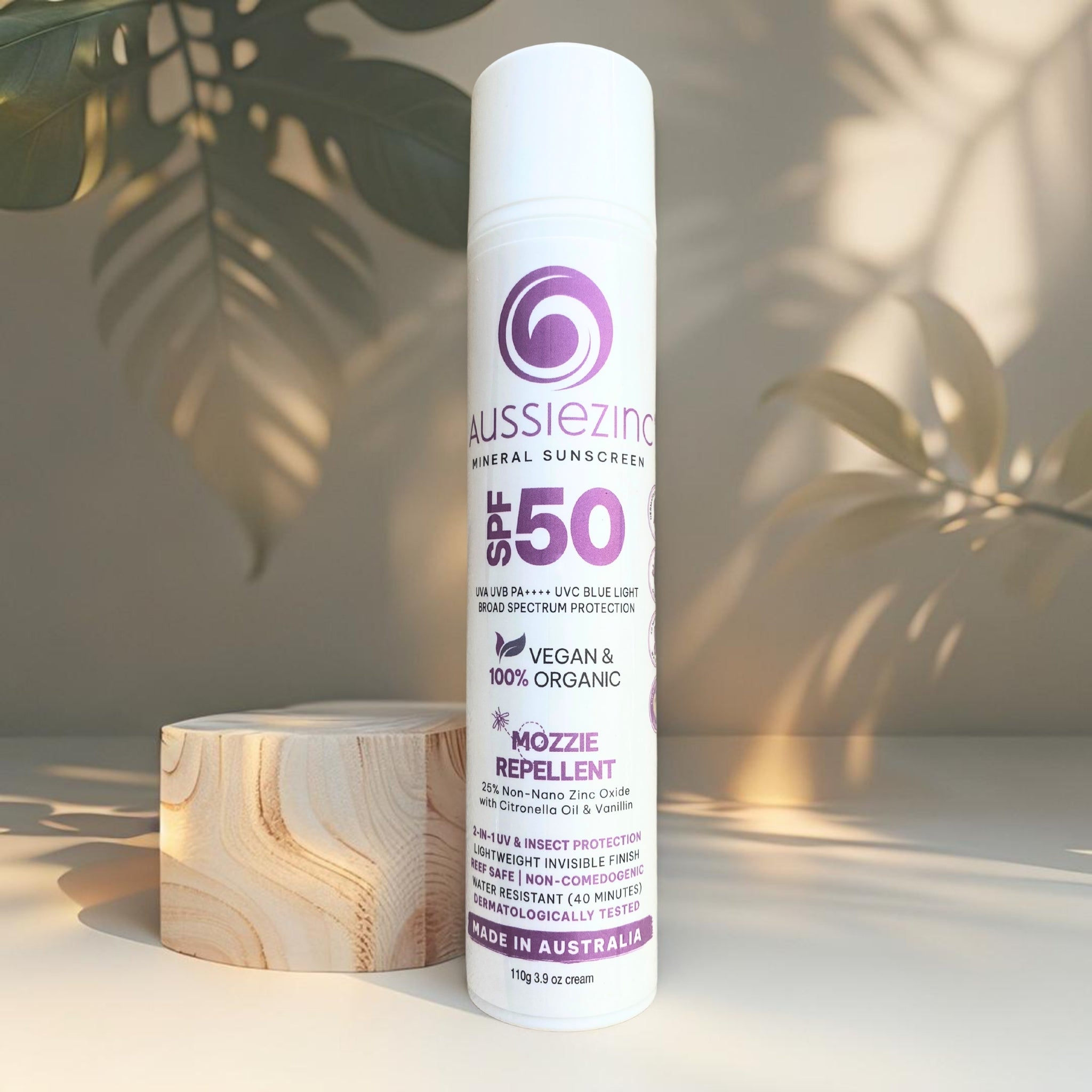 2-in-1 Mozzie Repellent SPF50+ Organic Mineral Zinc Sunscreen