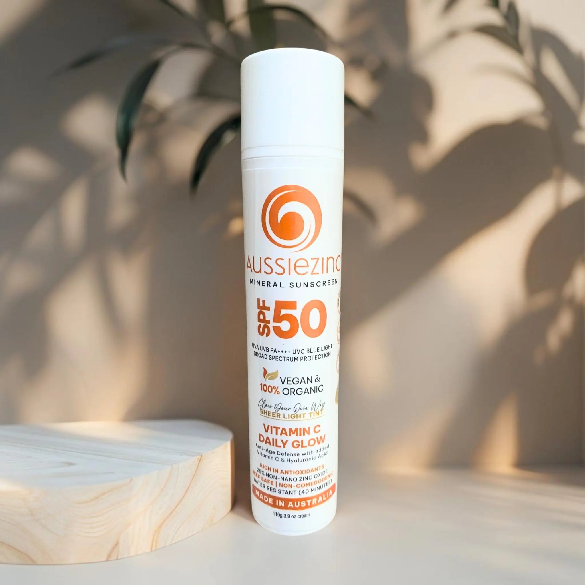 Anti-Aging Vitamin C Daily Glow SPF50+ Organic Mineral Zinc Sunscreen - AussieZinc Mineral Sunscreen