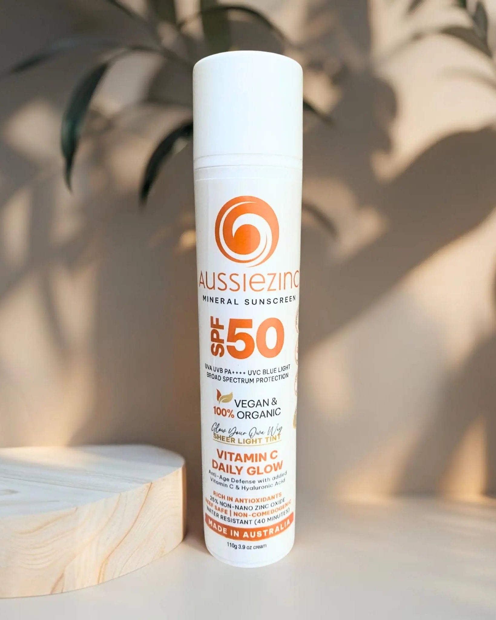 Anti-Aging Vitamin C Daily Glow SPF50+ Organic Mineral Zinc Sunscreen - AussieZinc Mineral Sunscreen