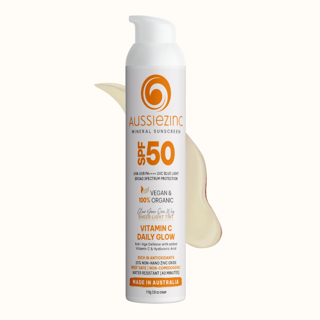 Anti-Aging Vitamin C Daily Glow SPF50+ Organic Mineral Zinc Sunscreen - AussieZinc Mineral Sunscreen