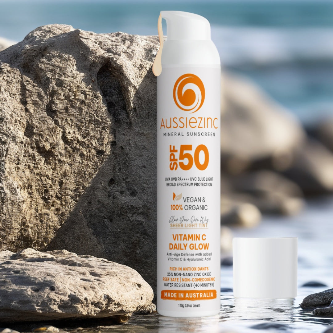 Anti-Aging Vitamin C Daily Glow SPF50+ Organic Mineral Zinc Sunscreen - AussieZinc Mineral Sunscreen