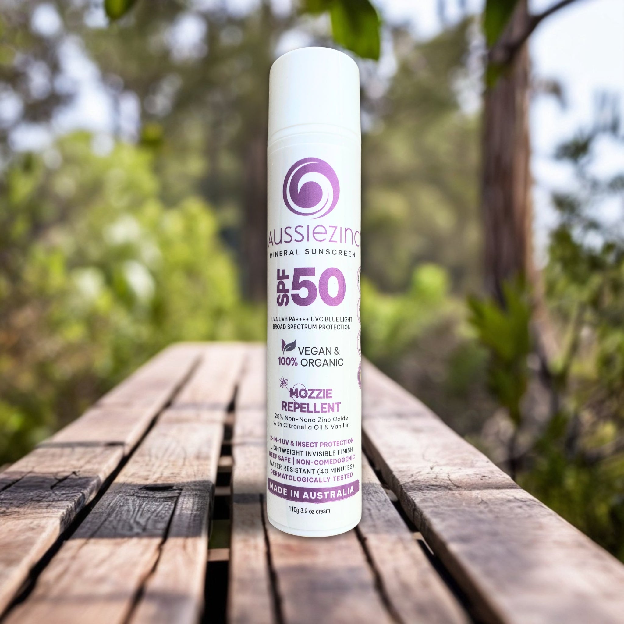 2-in-1 Mozzie Repellent SPF50+ Organic Mineral Zinc Sunscreen