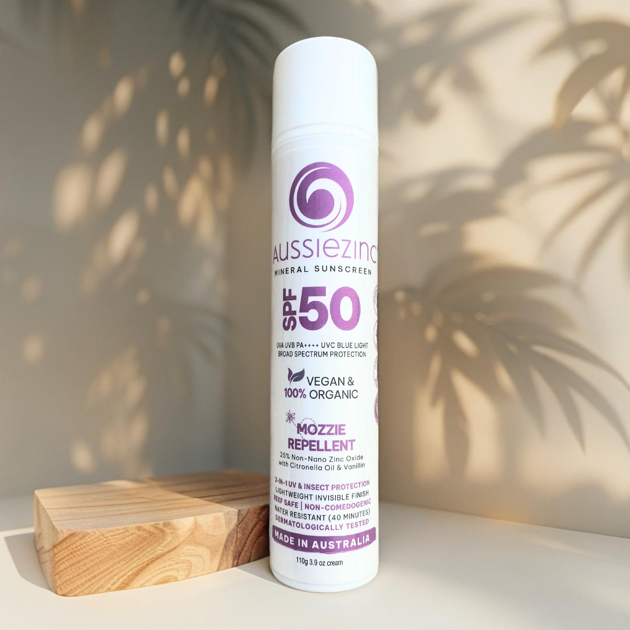 2-in-1 Mozzie Repellent SPF50+ Organic Mineral Zinc Sunscreen