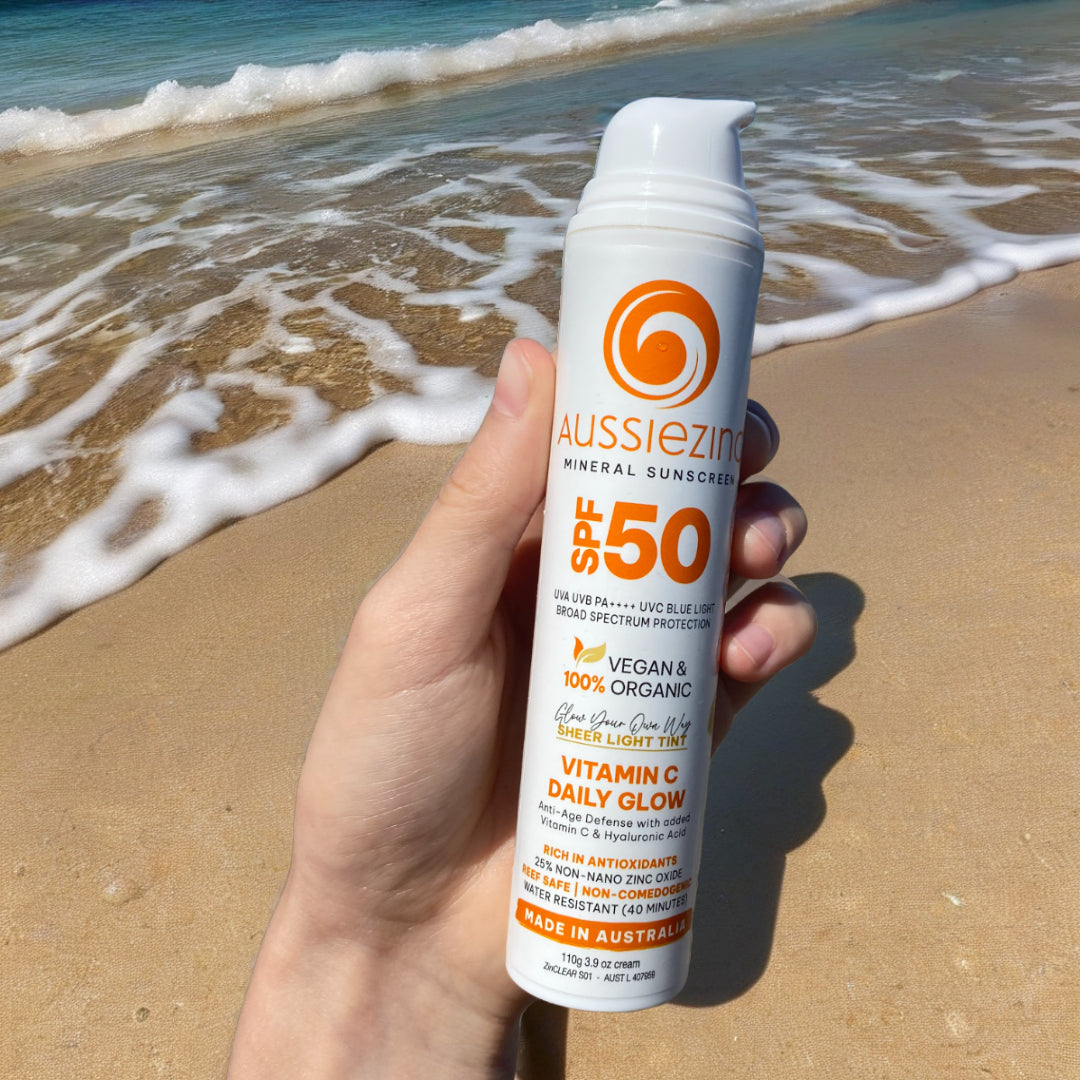 Anti-Aging Vitamin C Daily Glow SPF50+ Organic Mineral Zinc Sunscreen - AussieZinc Mineral Sunscreen